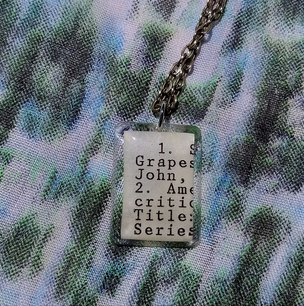 Unique Resin/Card Catalog Pendant